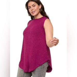 Lane Bryant Women’s Glitter Swing High Neck Tunic Tank Purple Size 22/24W Read.